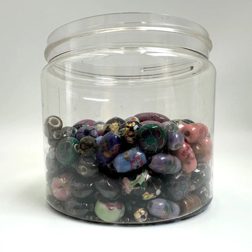 Cloisonne Style Ceramic Beads Multi Floral Vintage Style Lot